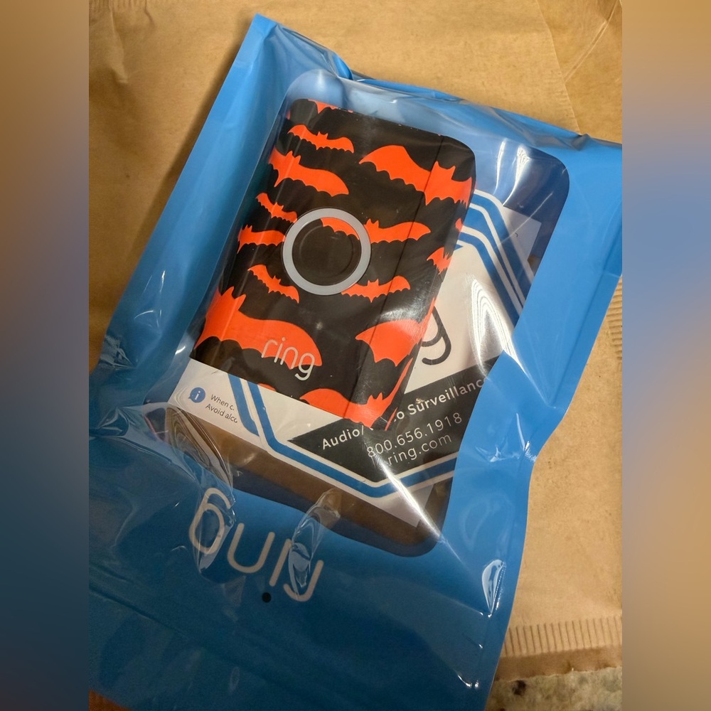 Ring Bat Design Doorbell Cover - Orange and Black